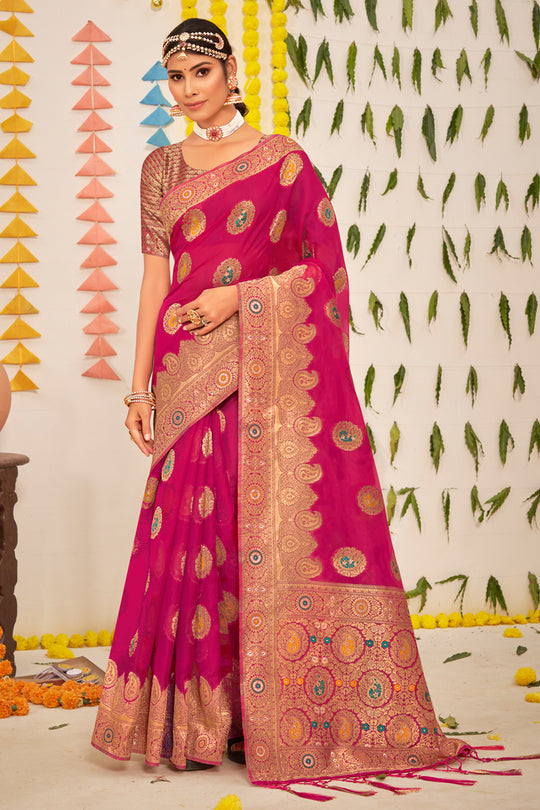 Deep Maroon Organza Saree