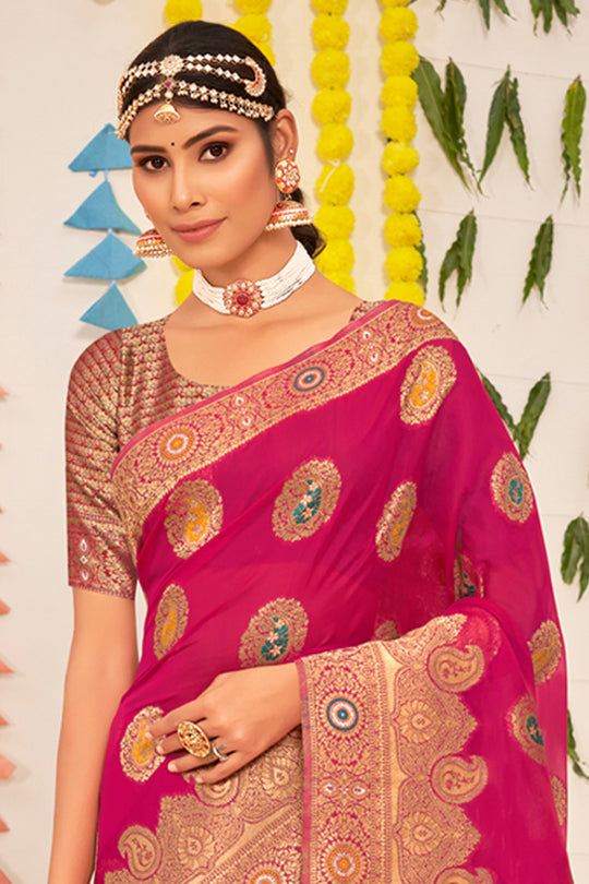 Deep Maroon Organza Saree