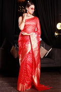 Organza Saree Apple Red Organza Silk Saree saree online