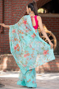 Organza Saree Aqua Blue Organza Saree saree online
