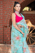 Organza Saree Aqua Blue Organza Saree saree online