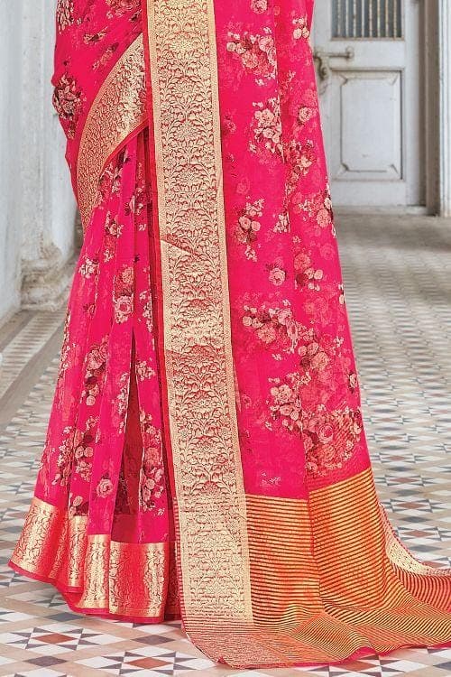 organza saree with embroidery