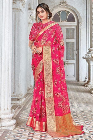 Azalea Pink Organza Saree