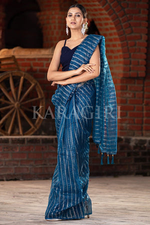 Azure Blue Organza Saree