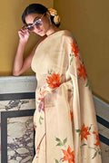 Banana Yellow Organza Saree
