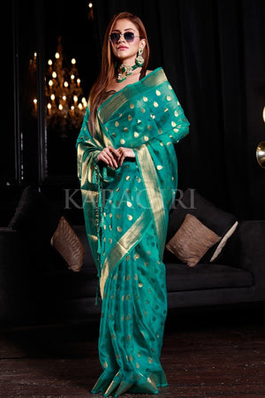 Berry Blue Organza Silk Saree