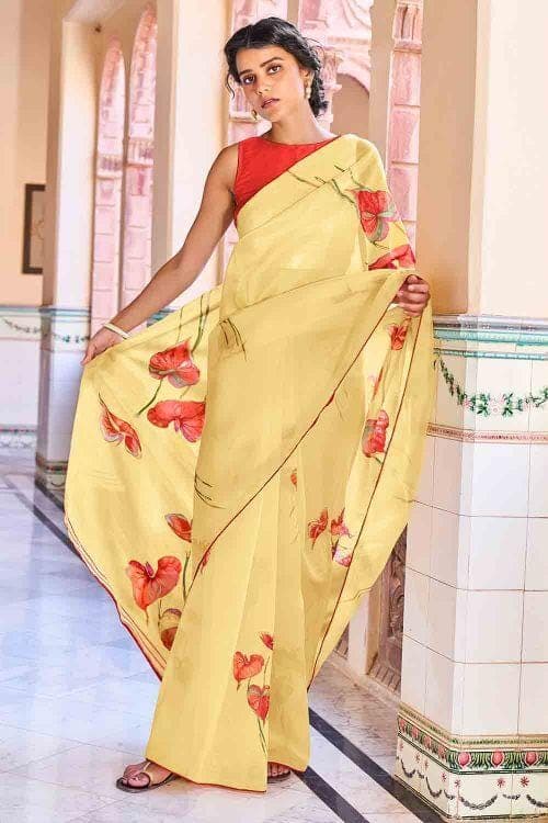 Blonde Yellow Organza Saree