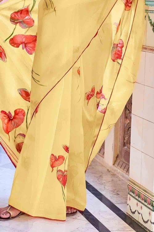 Blonde Yellow Organza Saree