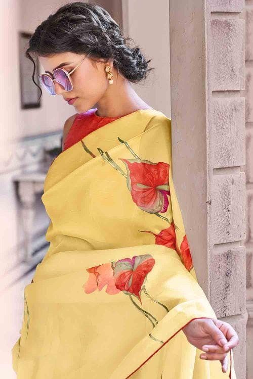 Blonde Yellow Organza Saree