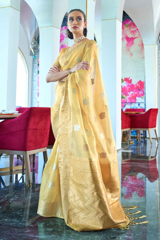 Organza Saree Blonde Yellow Organza Saree saree online