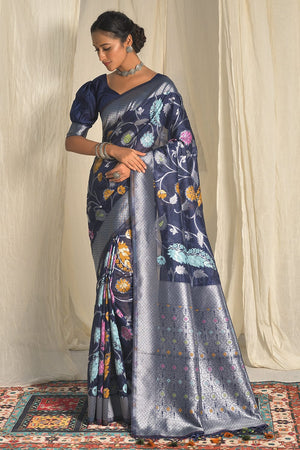 Blue Organza Saree