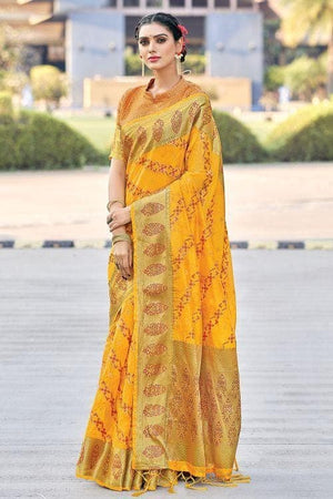 Bumblebee Yellow Organza Saree