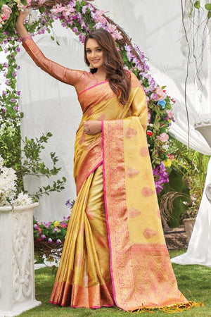 Canary Yellow Organza Saree