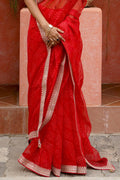red designer saree