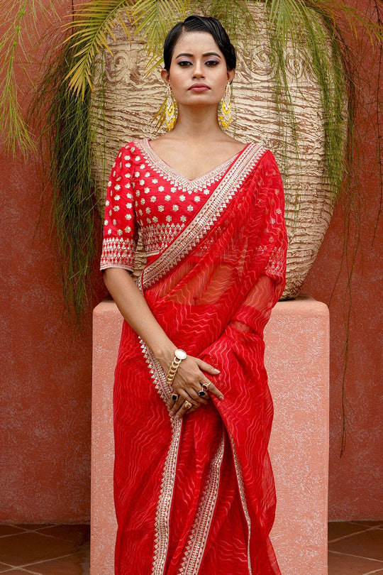 organza saree blouse design