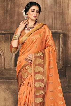 Organza Saree Carnation Orange Organza Saree saree online