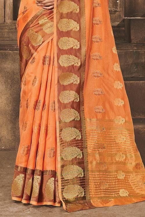 Organza Saree Carnation Orange Organza Saree saree online