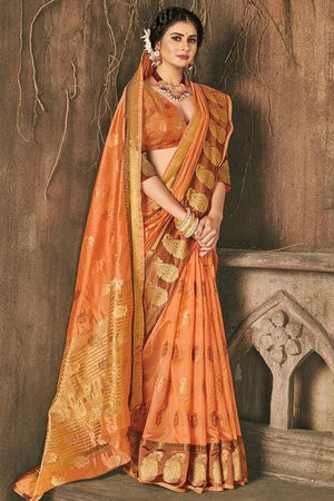 Organza Saree Carnation Orange Organza Saree saree online