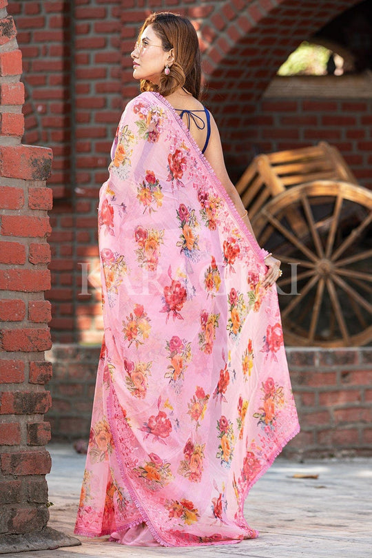 Organza Saree Carnation Pink Organza Saree saree online