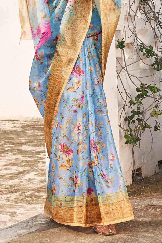 Carolina Blue Organza Saree