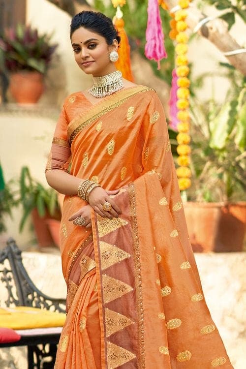 Organza Saree Cider Orange Organza Saree saree online