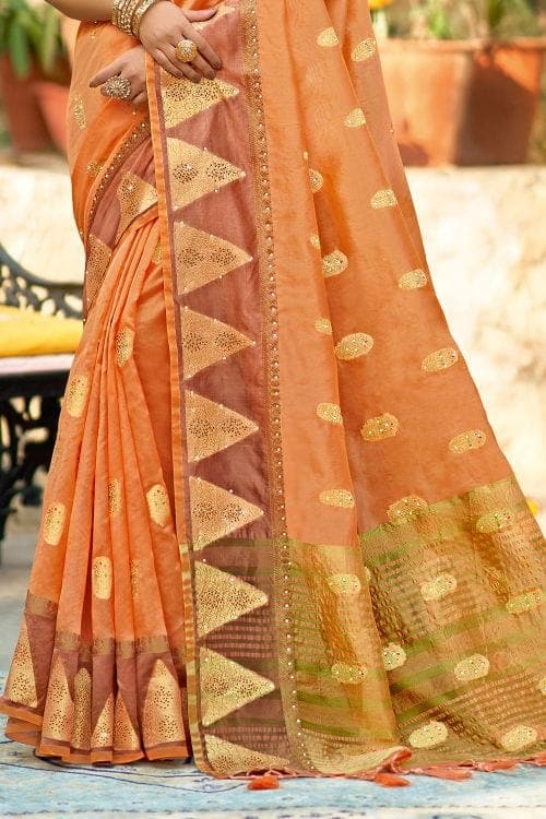Organza Saree Cider Orange Organza Saree saree online