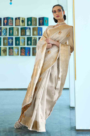 Cream Colour Organza Saree