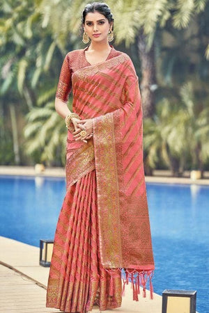 Crimson Pink Organza Saree