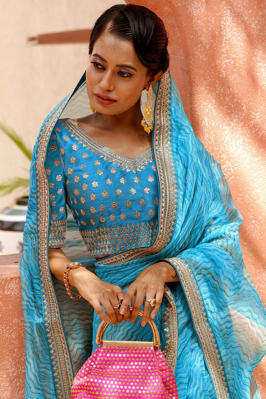 organza saree blouse design