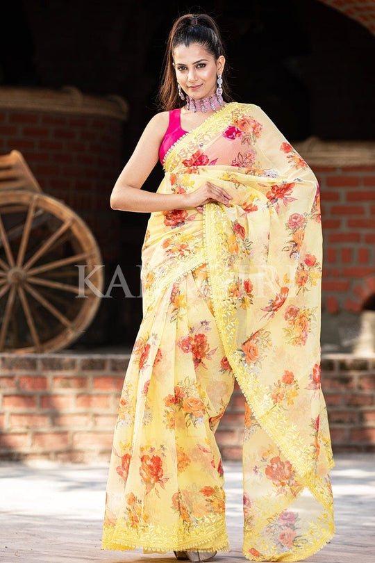 Organza Saree Daisy Yellow Organza Saree saree online