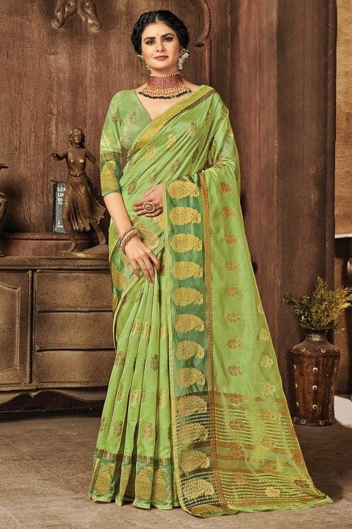 Organza Saree Dianthus Green Organza Saree saree online