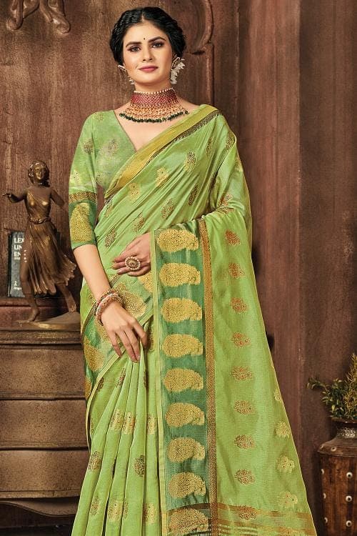 Organza Saree Dianthus Green Organza Saree saree online