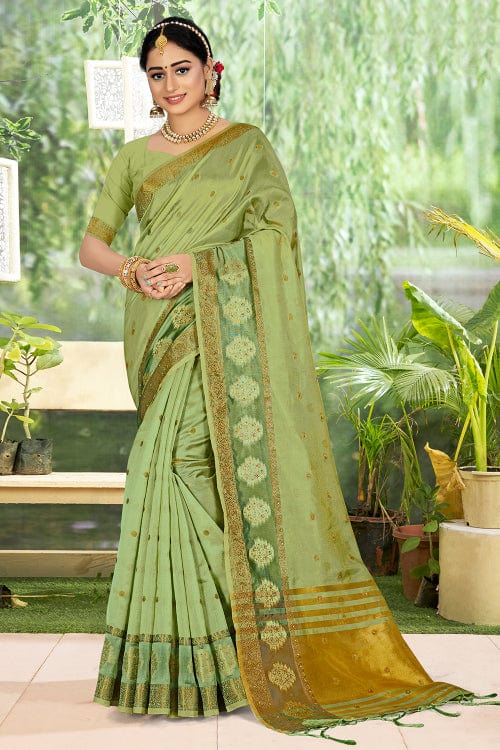 green organza saree