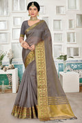 grey organza saree