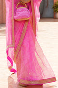 pink designer saree