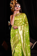 green organza saree