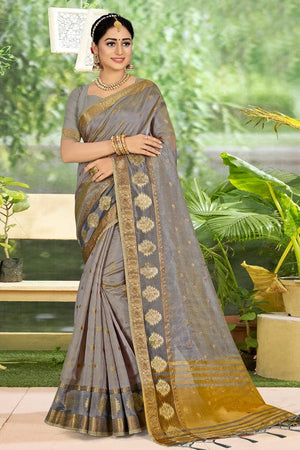 Gray Organza Saree
