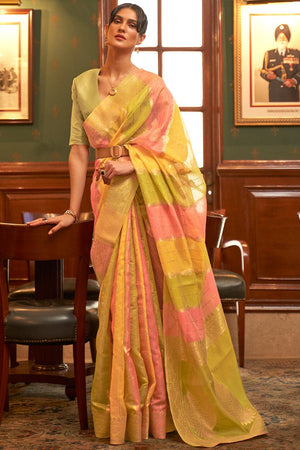 Green Multicolour Organza Saree