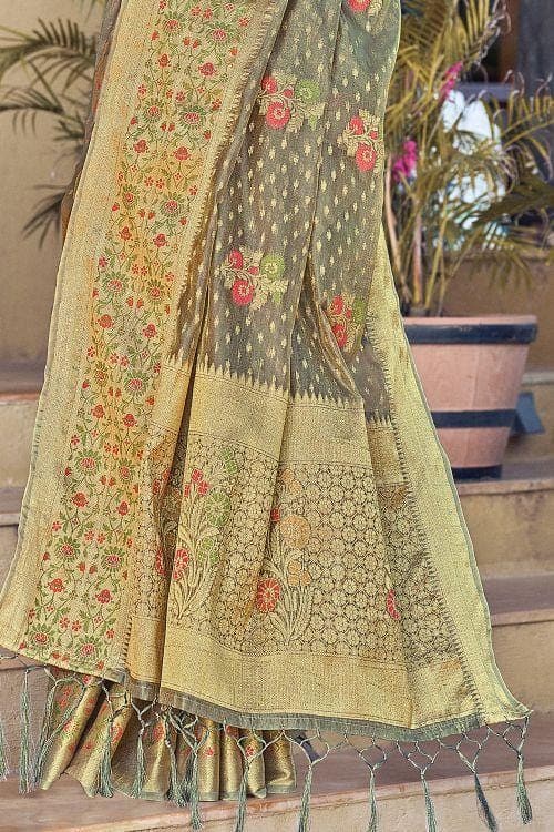 Organza Saree Grey Organza Saree saree online