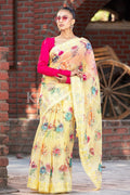 Organza Saree Iris Yellow Organza Saree saree online