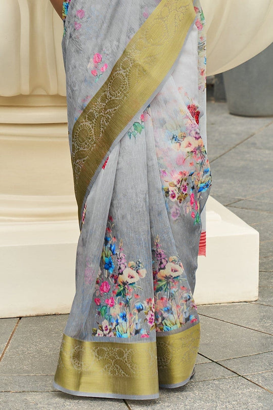 Organza Saree Koala Grey Organza Saree saree online