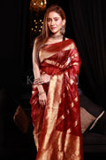 maroon organza saree