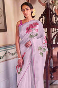 Lilac Purple Organza Saree