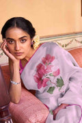 Lilac Purple Organza Saree