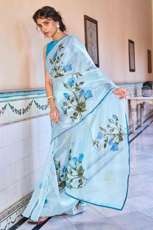 Maya Blue Organza Saree