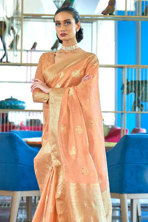 Melon Orange Organza Saree