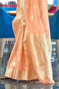 Organza Saree Melon Orange Organza Saree saree online