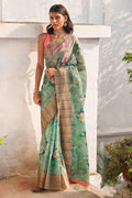 Mint Green Organza Saree