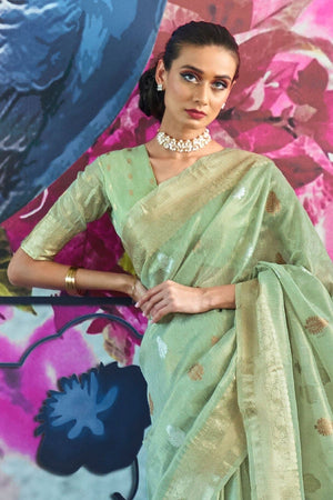 Mint Green Organza Saree