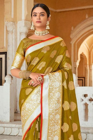 Moss Green Organza Saree